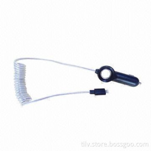 In-car charger cable for iPhone 4, HTC mobile phones, 3-in-1 flash light